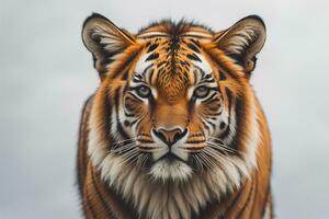 Portrait of a tiger on a solid color background. Close-up. ai generative photo