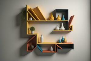 Bookshelf in scandinavian interior. ai generative photo