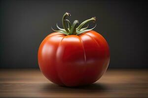 Fresh tomatoe on a wooden background. ai generative photo