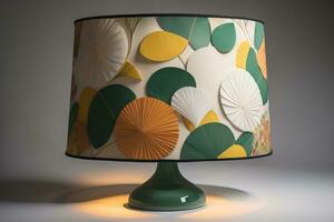 a decorative and colorful lamp on a solid color background. ai generative photo