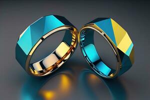 Wedding ring on a solid color background. Jewelry. ai generative photo