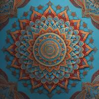 Mandala pattern. Vintage decorative elements. Hand drawn oriental background. ai generative photo