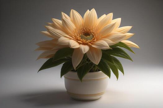 Flowers in a pot on a solid color background. ai generative photo