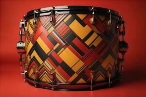 Colorful drum on a solid color background. ai generative photo