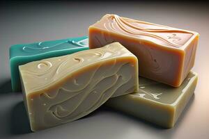 Soap bars on a colored background. ai generative photo