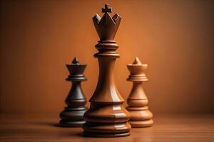 Different chess piece on a solid color background. ai generative photo