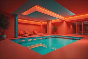 Swimming pool in a modern villa, ai generative photo