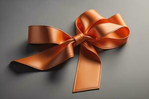 Shiny satin ribbon in brown color isolated on white background. ai generative photo