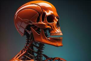 a human skeleton on a solid color background. ai generative photo