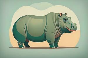 Hippopotamus standing on its hind legs. Vector illustration. ai generative photo