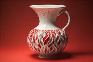 Ceramic vase on a solid color background. ai generative photo