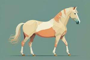 Brown and white horse standing. Vector illustration. ai generative photo