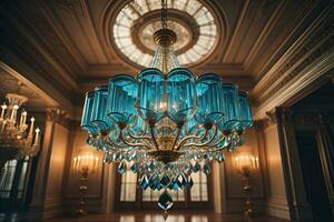 Luxury chandelier isolated on dark background. ai generative photo