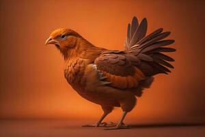 Colorful chicken on a solid color background, studio photo. ai generative photo