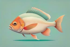 Illustration of a fish on a blue background, vector illustration. ai generative photo