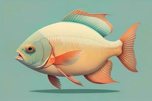 Illustration of a fish on a blue background, vector illustration. ai generative photo