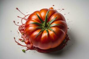 Fresh tomatoe on a wooden background. ai generative photo