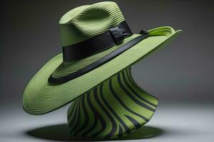 Stylish female hat on mannequin. ai generative photo