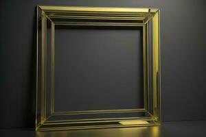 Glass picture frame on a solid color background. ai generative photo