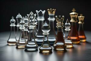 glass chess pieces on a dark background, the concept of business strategy.  ai generative 27066020 Stock Photo at Vecteezy