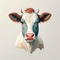 Illustration of a portrait of a cow on a grey background. ai generative photo