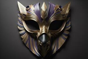 Mardi Gras mask isolated on solid color background. ai generative photo