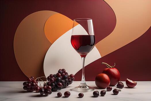 Glass of red wine on black background. ai generative photo