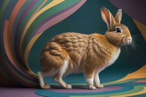 Easter bunny on a solid color background. ai generative photo