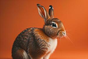 Easter bunny on a solid color background. ai generative photo