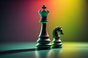 Different chess piece on a solid color background. ai generative photo