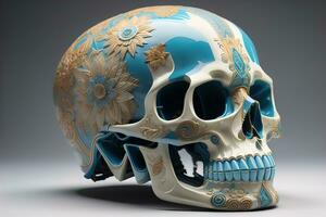 Day of the Dead sugar skull. Mexican sugar skull. ai generative photo