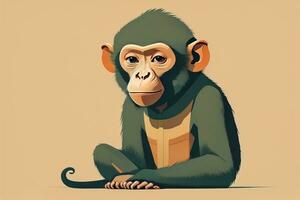 Vector illustration of a monkey. Cartoon style. ai generative photo