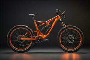 Modern orange mountain bike. ai generative photo