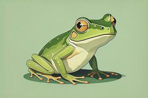 Frog on a green background. Vector illustration of a frog. ai generative photo