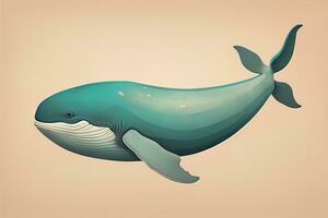 Blue whale isolated on a solid clor background. ai generative photo