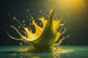 a colorful water splash on a gradient background. ai generative photo