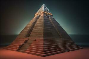 Creative and colorful pyramid on a solid color background. ai generative photo