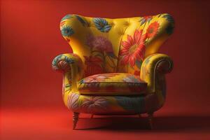 Colorful armchair on a solid color background. ai generative photo