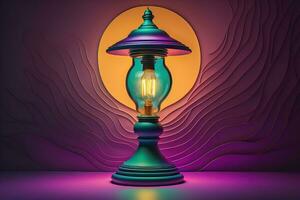 Lantern on a wooden table and a dark background. ai generative photo