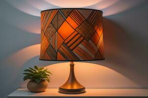 decorative table lamp on solid color background. ai generative photo