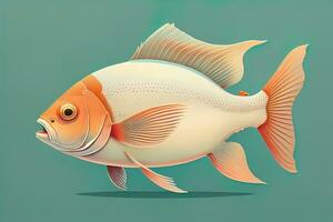 Illustration of a fish on a blue background, vector illustration. ai generative photo