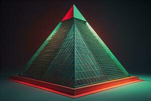 Creative and colorful pyramid on a solid color background. ai generative photo