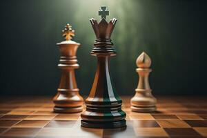 Different chess piece on a solid color background. ai generative photo