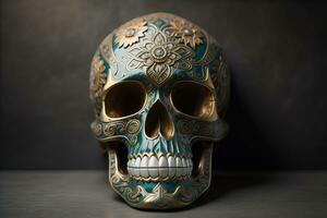 Day of the Dead sugar skull. Mexican sugar skull. ai generative photo