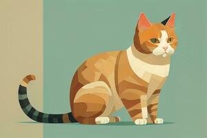 Cute cat sitting on the floor. Vector illustration in retro style. ai generative photo