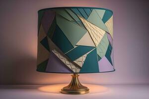 decorative table lamp on solid color background. ai generative photo