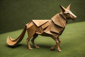 papel origami animal aislado en sólido color antecedentes. ai generativo foto