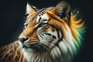 Portrait of a tiger on a solid color background. Close-up. ai generative photo