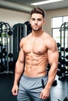 Photography of Attractive fit man in the gym, photo