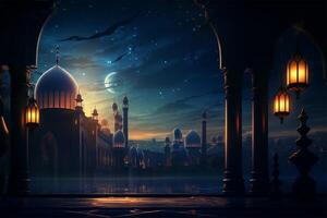 Illustration of Eid mubarak and Aid said greeting moubarak and mabrok for Muslim Community festival photo